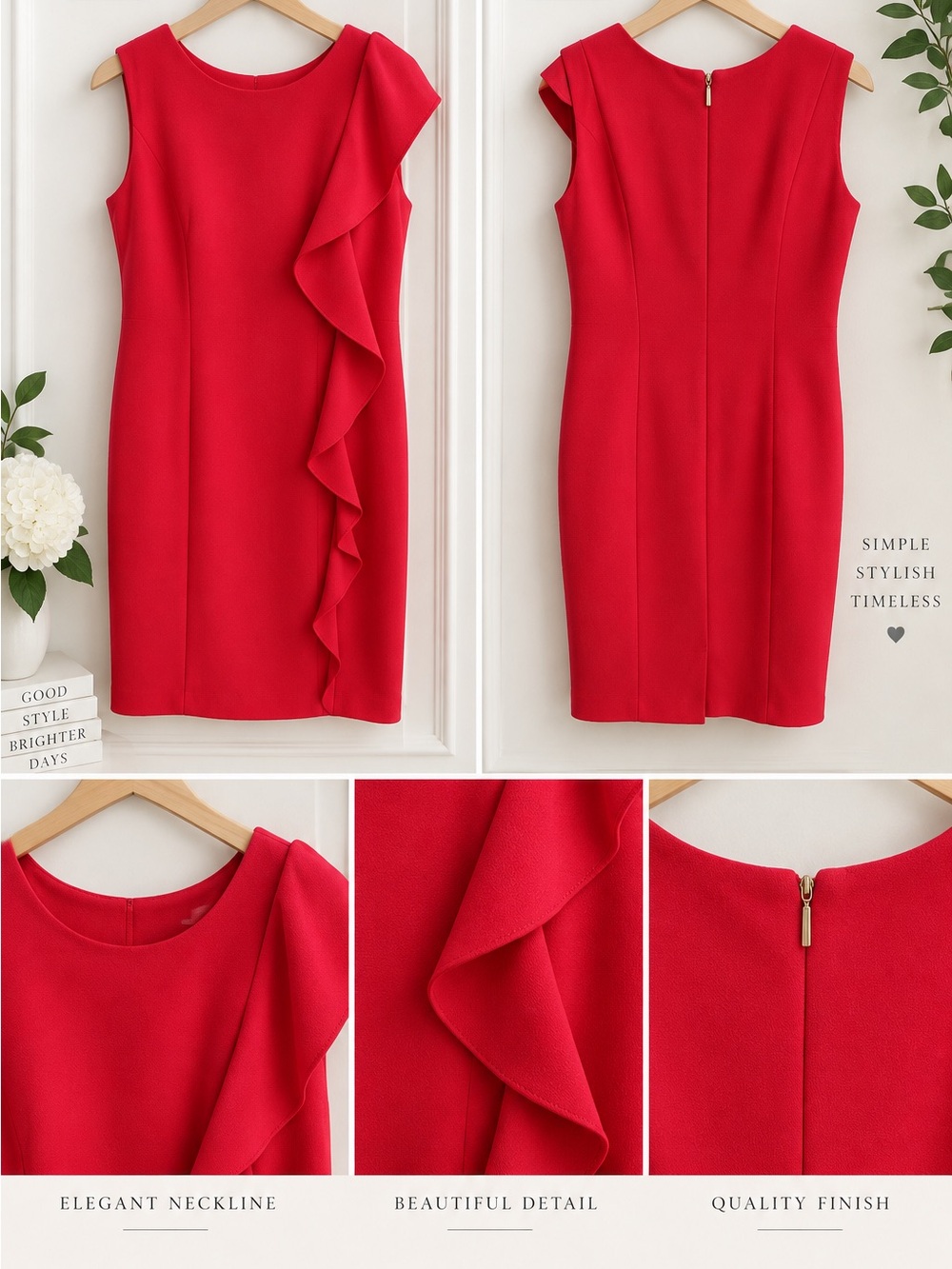 Karl Lagerfeld Red Ruffle Midi Dress